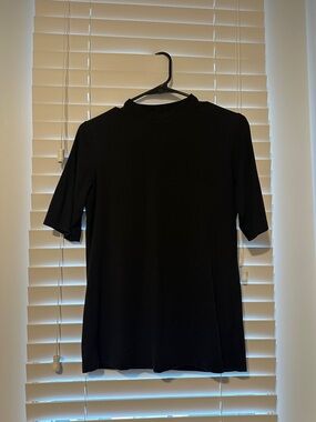 Classic Black Short Sleeve Mock Neck Top